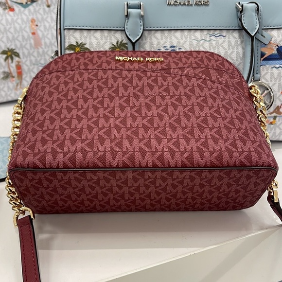 MICHAEL KORS Jet Set Medium Logo Dome Satchel Mulberry Multi - Picture 4 of 16